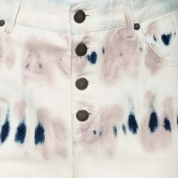 Pre Owned بنطلون جينز ديور دنيم متعدد الألوان بطبعة تاي داي بأرجل واسعة مقاس صغير - سمول