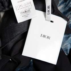 Dior Navy Blue Tie-Dye Printed Cotton Buttoned Midi Skirt M