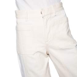 Pre Owned Dior White & Cream Paneled Denim Wide Legged Jeans S 