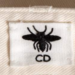 Pre Owned Dior White & Cream Paneled Denim Wide Legged Jeans S 