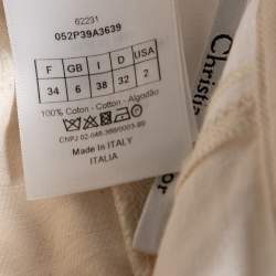 Pre Owned Dior White & Cream Paneled Denim Wide Legged Jeans S 