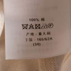 Pre Owned Dior White & Cream Paneled Denim Wide Legged Jeans S 