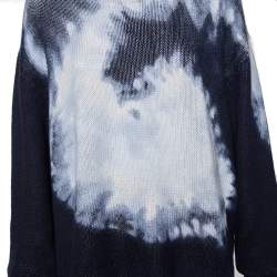 Pre Owned Dior Blue Tie-Dye J' Adior Intarsia Knit Cashmere Oversized Sweater M