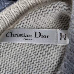 Pre Owned Dior Blue Tie-Dye J' Adior Intarsia Knit Cashmere Oversized Sweater M