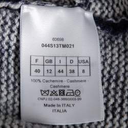 Pre Owned Dior Blue Tie-Dye J' Adior Intarsia Knit Cashmere Oversized Sweater M