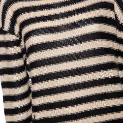 Pre Owned Dior Beige & Black Striped Cashmere & Linen Knit Sweater M