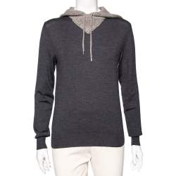 Dior Grey Wool & Alpaca Knit Hooded Sweater XS