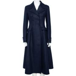 Dior Navy Blue Wool Double Breasted Flared Coat M