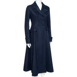Dior Navy Blue Wool Double Breasted Flared Coat M