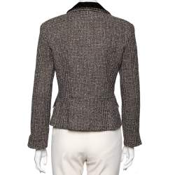 Dior Vintage Brown Tweed & Leopard Print Lapel Detail Jacket S