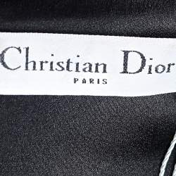 Christian Dior Charcoal Grey Wool Draped Detail Midi Dress S