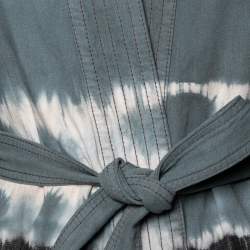 Pre Owned Dior Blue Tie-Dye Effect Cotton Palto Belted Jacket M