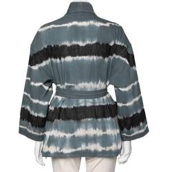 Pre Owned Dior Blue Tie-Dye Effect Cotton Palto Belted Jacket M