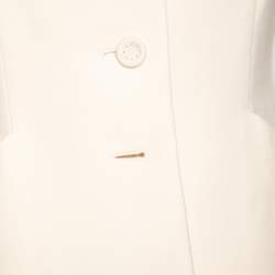Pre Owned Dior Cream Wool Button Front Fitted Blazer M