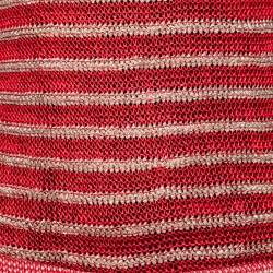 Dior Vintage Red & Gold Striped Lurex Knit Short Sleeve Top M