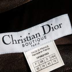 Dior Vintage Brown Leather Button Front Cropped Jacket L