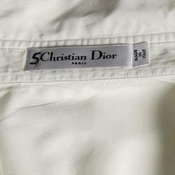 Dior Off White Cotton Pique Plastron Paneled Button Front Shirt M