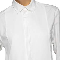 Dior Off White Cotton Pique Plastron Paneled Button Front Shirt M