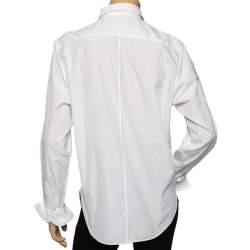 Dior Off White Cotton Pique Plastron Paneled Button Front Shirt M