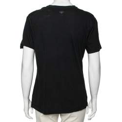 Dior Black Printed Cotton Short Sleeve T-Shirt M