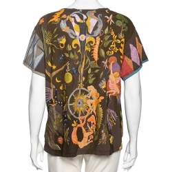 Pre Owned Dior Brown Printed Cotton Short Sleeve T-Shirt M