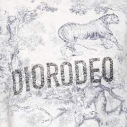 Pre Owned Dior Off White Diorodeo Jungle Print Cotton Linen T-Shirt L