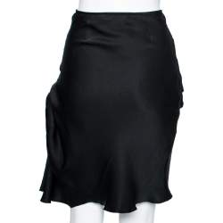 Dior Vintage Black Silk Draped Skirt S