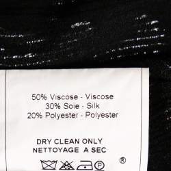 Pre Owned Christian Dior Vintage Black Devore Waist Tie Detail Button Front Shirt M