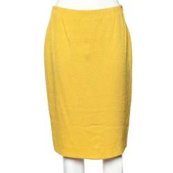 Christian Dior Boutique Yellow Textured Silk Mini Skirt L