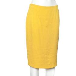 Christian Dior Boutique Yellow Textured Silk Mini Skirt L