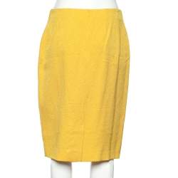 Christian Dior Boutique Yellow Textured Silk Mini Skirt L