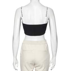 Christian Dior Black Logo Band Detail Knit Bralette Top L