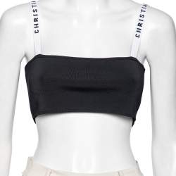 Christian Dior Black Logo Band Detail Knit Bralette Top L