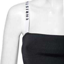 Christian Dior Black Logo Band Detail Knit Bralette Top L