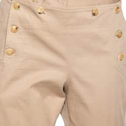 Pre Owned Dior Beige Cotton Front Button Embellished Trousers L