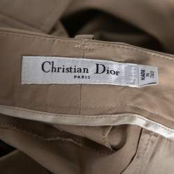 Pre Owned Dior Beige Cotton Front Button Embellished Trousers L