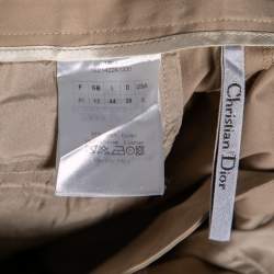 Pre Owned Dior Beige Cotton Front Button Embellished Trousers L