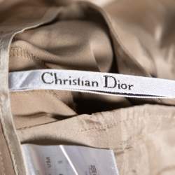 Pre Owned Dior Beige Cotton Front Button Embellished Trousers L