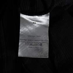 Dior Black Cotton Ruffle Trim Short Sleeve Top XS