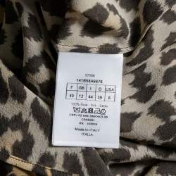 Dior Brown Leopard Printed Silk Puffed Short Sleeve Blouse L