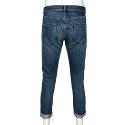 Pre Owned Dior Blue Denim Frayed Edge Detail Boyfriend Jeans M