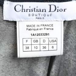 Christian Dior Boutique Navy Blue Denim Printed Silk Knit Asymmetric Skirt M