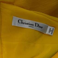 Christian Dior Yellow Silk Chiffon Plunge Neck Maxi Dress M