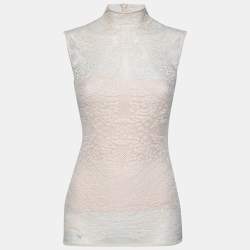 Dior Off White Silk Knit Sleeveless Top M