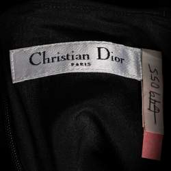 Dior Black Crepe & Tulle Trimmed Round Neck Dress M