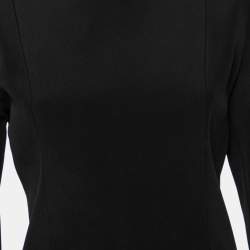Dior Black Crepe & Tulle Trimmed Round Neck Dress M