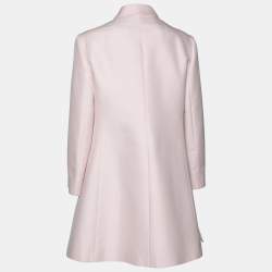 Dior Pink Cotton Applique Detail Double Breasted Coat L