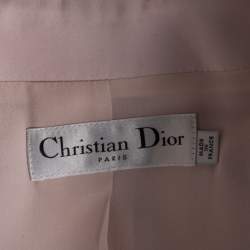 Dior Pink Cotton Applique Detail Double Breasted Coat L