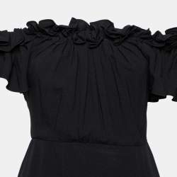 Dior Black Crepe Ruffled Midi Dress M