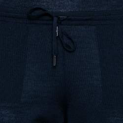 Dior Navy Blue Wool Drawstring Detail Jumpsuit S